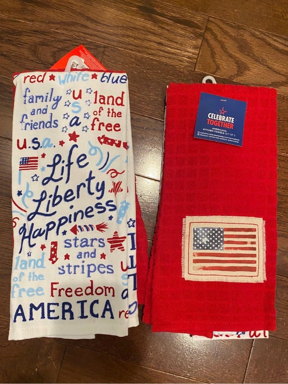NEW Set of 2 Patriotic Red, White & Blue Kitchen Towels - USA Stars & Stripes